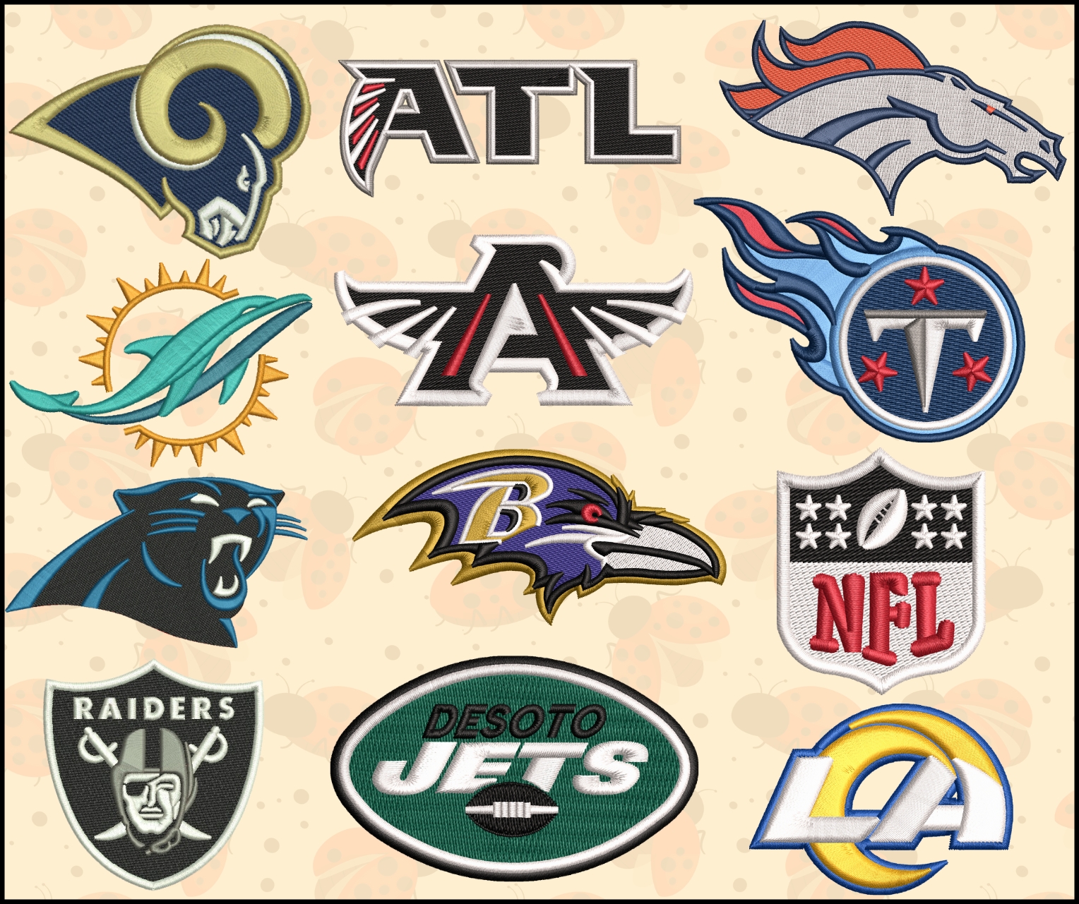 NFL logos Hat Machine Embroidery Designs - The Ladybug Designs