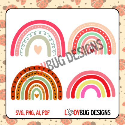 Boho Rainbow  Vector Designs, SVG, PNG, AI, PDF