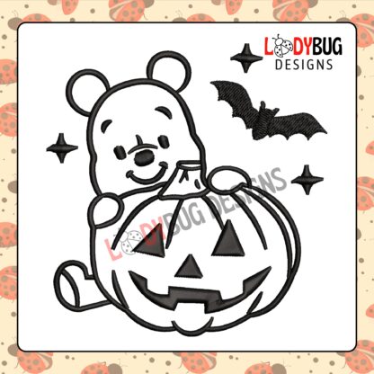 Halloween Pooh Pumpkin Embroidery Design