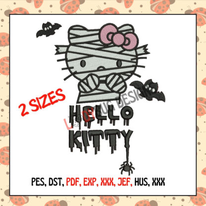 Hello Kitty Machine Embroidery Design, ideal for t-shirts, bags, and more, available for download in multiple formats