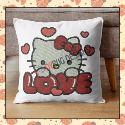 Hello Kitty Love Embroidery Design, perfect for t-shirts, bags, and home décor, ready for instant download