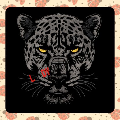 Black Panther Embroidery Design for t-shirts, featuring a bold and detailed panther image