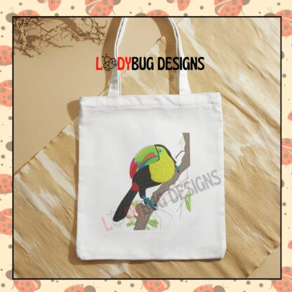 Toucan Bird Machine Embroidery Design, perfect for t-shirts, bags, and home décor, available for instant download