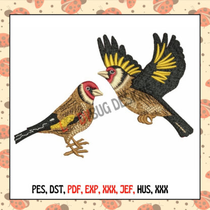 Birds Machine Embroidery Design, available in various sizes and formats, perfect for t-shirts, bags, and home décor