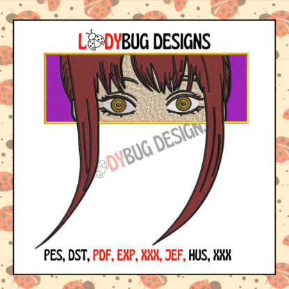 Anime Girl Eye Machine Embroidery Design, available in all sizes and machine formats, perfect for t-shirts, jackets, and bags.