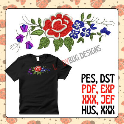 Flowers Machine Embroidery Design, perfect for shirts, bags, and home décor. Available in all sizes and formats. Instant download, compatible with all embroidery machines