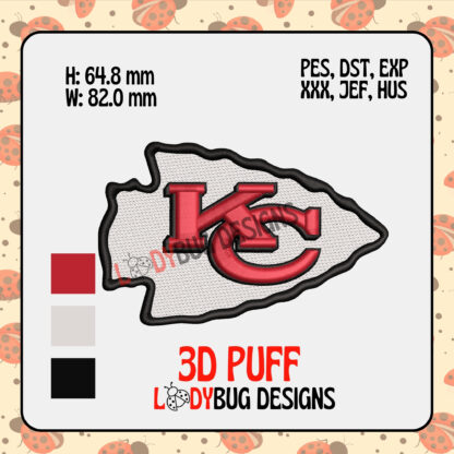 Chiefs KC 3D Puff Hat Embroidery Design - Image 2