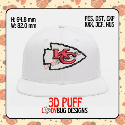 Chiefs KC 3D Puff Hat Embroidery Design