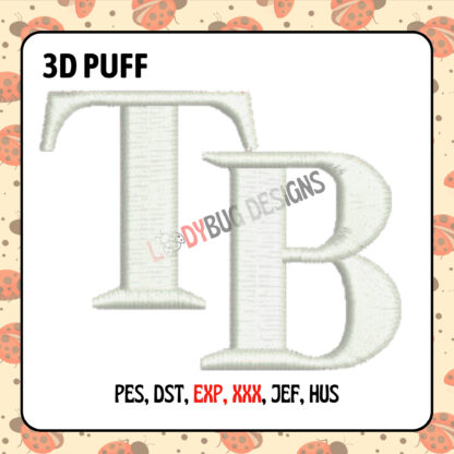 TB 3D Puff Hat Embroidery Design with bold, raised texture for customizing hats.