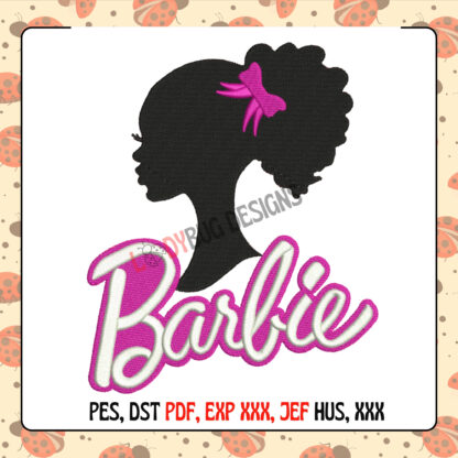 Get the Barbie Machine Embroidery Design for shirts, bags, and accessories. Fully digitized and compatible with all major embroidery machines. Available now for instant download from The Ladybug Designs.