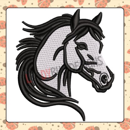 Black Horse Face Hat Embroidery Design