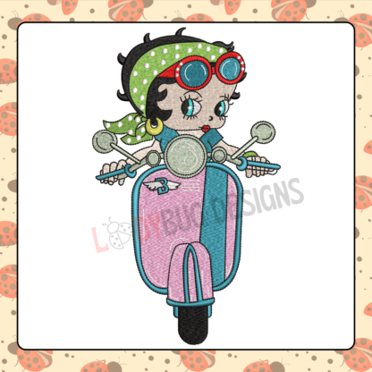 Biker Betty Boop Machine Embroidery Design