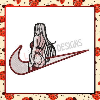 Swoosh Zero Two Sexy Anime Girl Embroidery Design