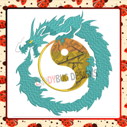 Add mythical charm to your projects with The Ladybug Designs' Blue Dragon Embroidery Design. Perfect for apparel and décor, compatible with PES, DST, JEF, EXP, HUS, XXX, PDF, and VP3 formats.