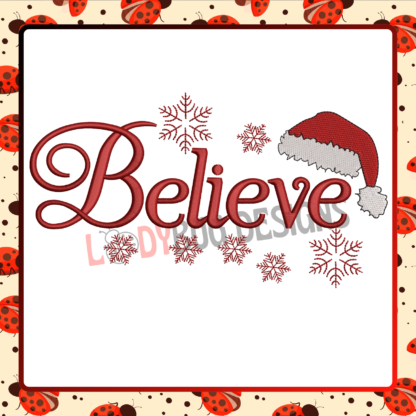 Believe Christmas Embroidery Design