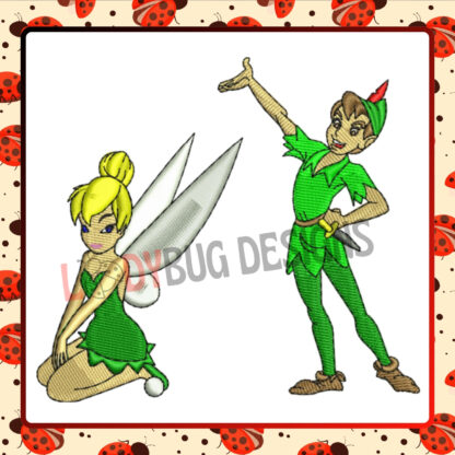 Tinkerbell and Peter Pan Embroidery Design