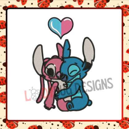 Stitch & Angel Love Embroidery Design