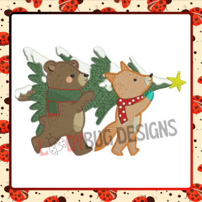 Bear and Rat Christmas Embroidery Design