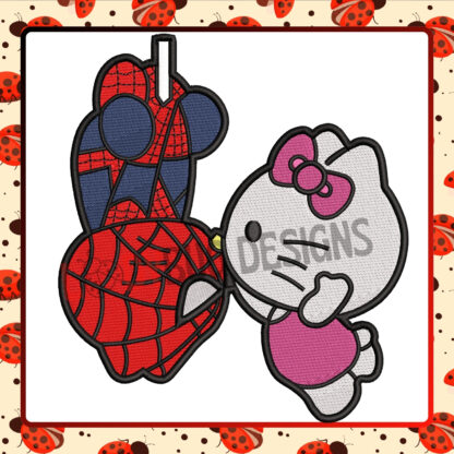 Spiderman embroidery design, kitty digitizing design, The Ladybug Designs, superhero embroidery, custom embroidery design, PES formats.