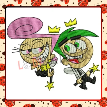 Fairly OddParents embroidery, cartoon digitizing, The Ladybug Designs, magic embroidery design, character embroidery, PES formats.