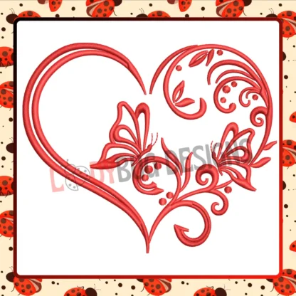 Butterfly Heart Embroidery Design